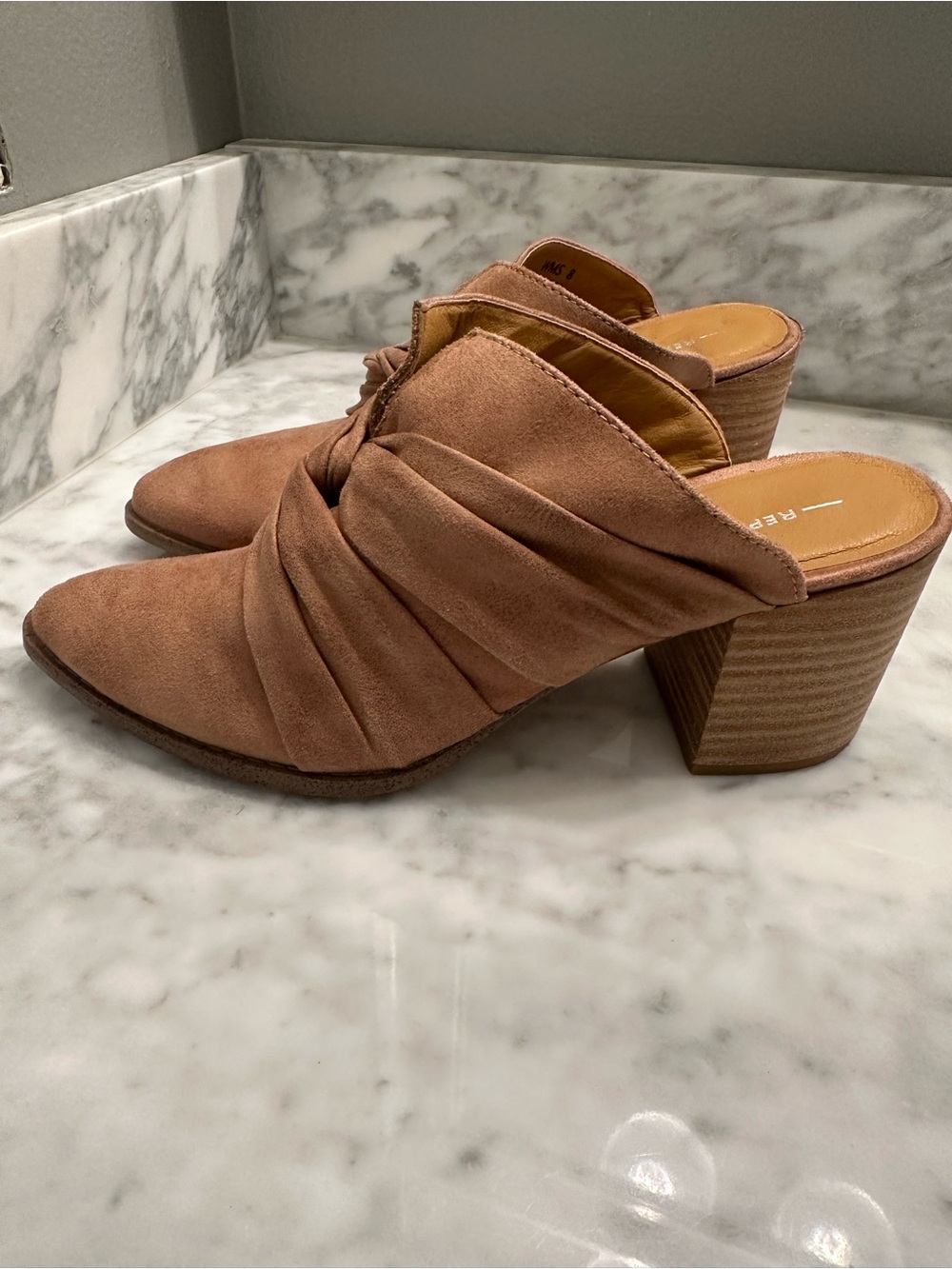 Report Suede Knot Mules in Dusty Rose Brown